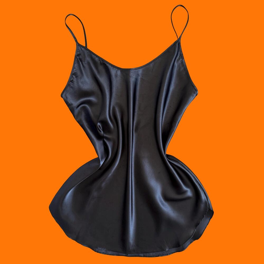 Satin Slip Chemise - Black